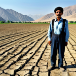 **

"A fully clothed Tajik farmer in appropriate attire, standing in a dry, cracked field, looking concerned. Background shows distant mountains and a struggling farm.  Emphasis on the impact of climate change and water scarcity on agriculture.  Safe for work, appropriate content, professional photography, perfect anatomy, natural proportions, high quality, family-friendly. The farmer's clothing is modest. The lighting is realistic, depicting a hot, sunny day."

**