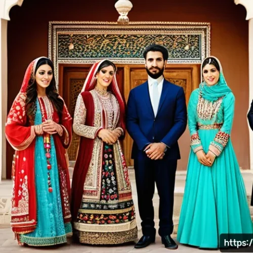 타지키스탄 페르시아 문화 영향 - A vibrant traditional Tajik wedding scene showcasing Persian cultural influences: elegantly dressed ...