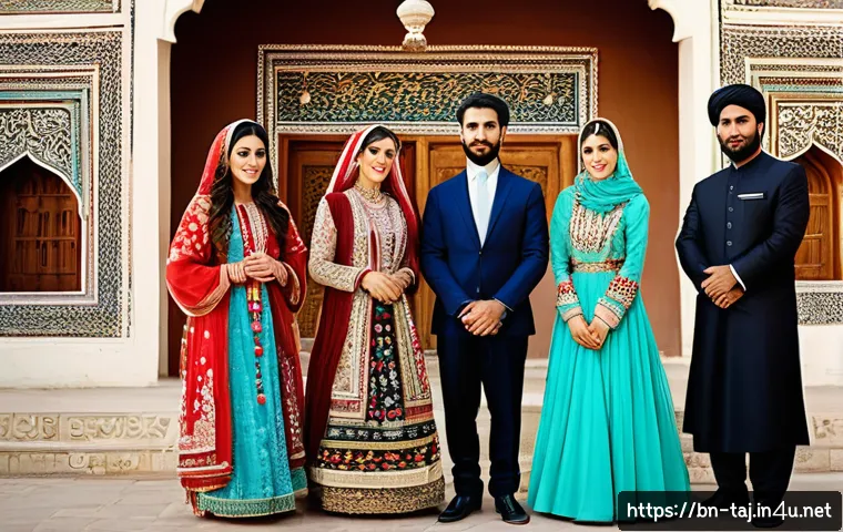 타지키스탄 페르시아 문화 영향 - A vibrant traditional Tajik wedding scene showcasing Persian cultural influences: elegantly dressed ...